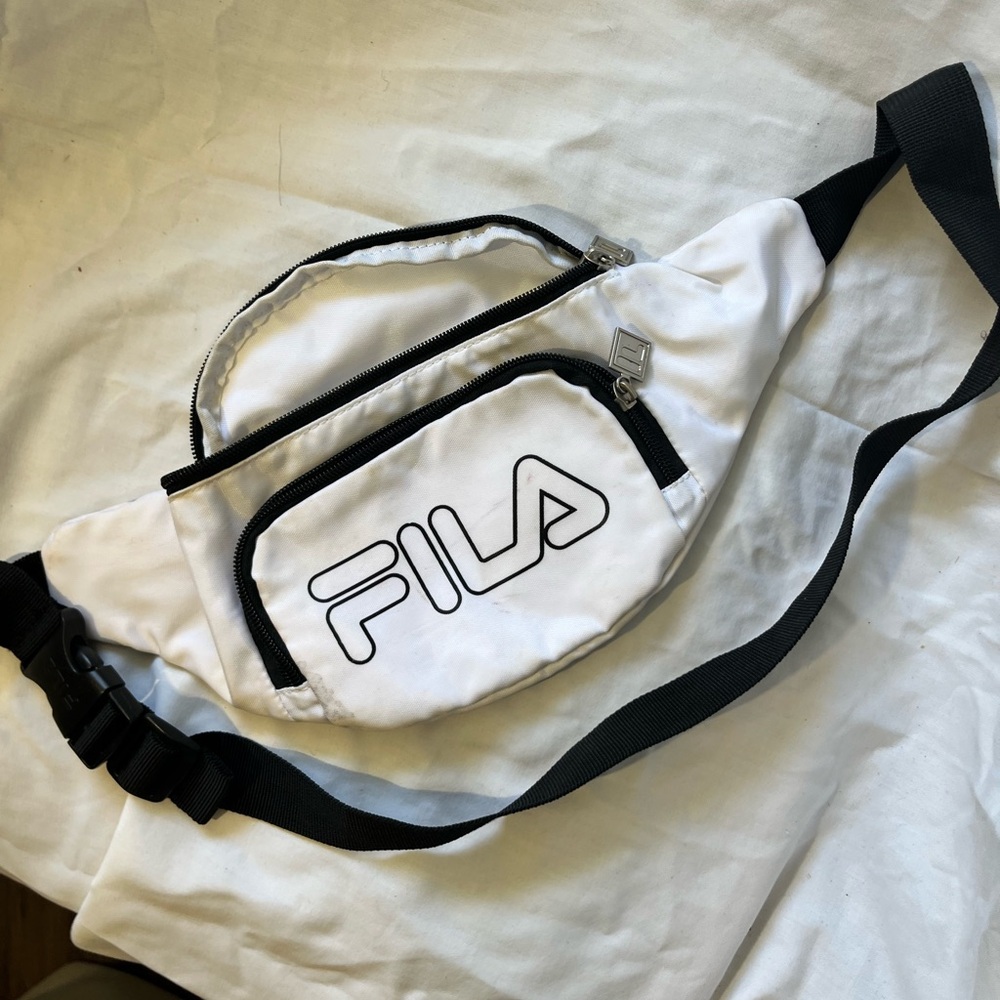 White Fila Waist Bag with Black Accents
